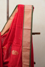 Red Chanderi Cotton Silk Saree - SRRCSS362