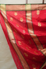 Red Chanderi Cotton Silk Saree - SRRCSS362