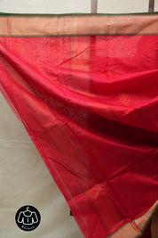 Red Chanderi Cotton Silk Saree - SRRCSS362
