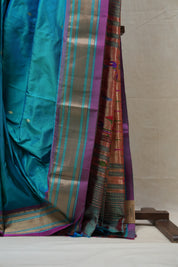 Peacock Blue Silk Paithani Saree - SRPBSPS603