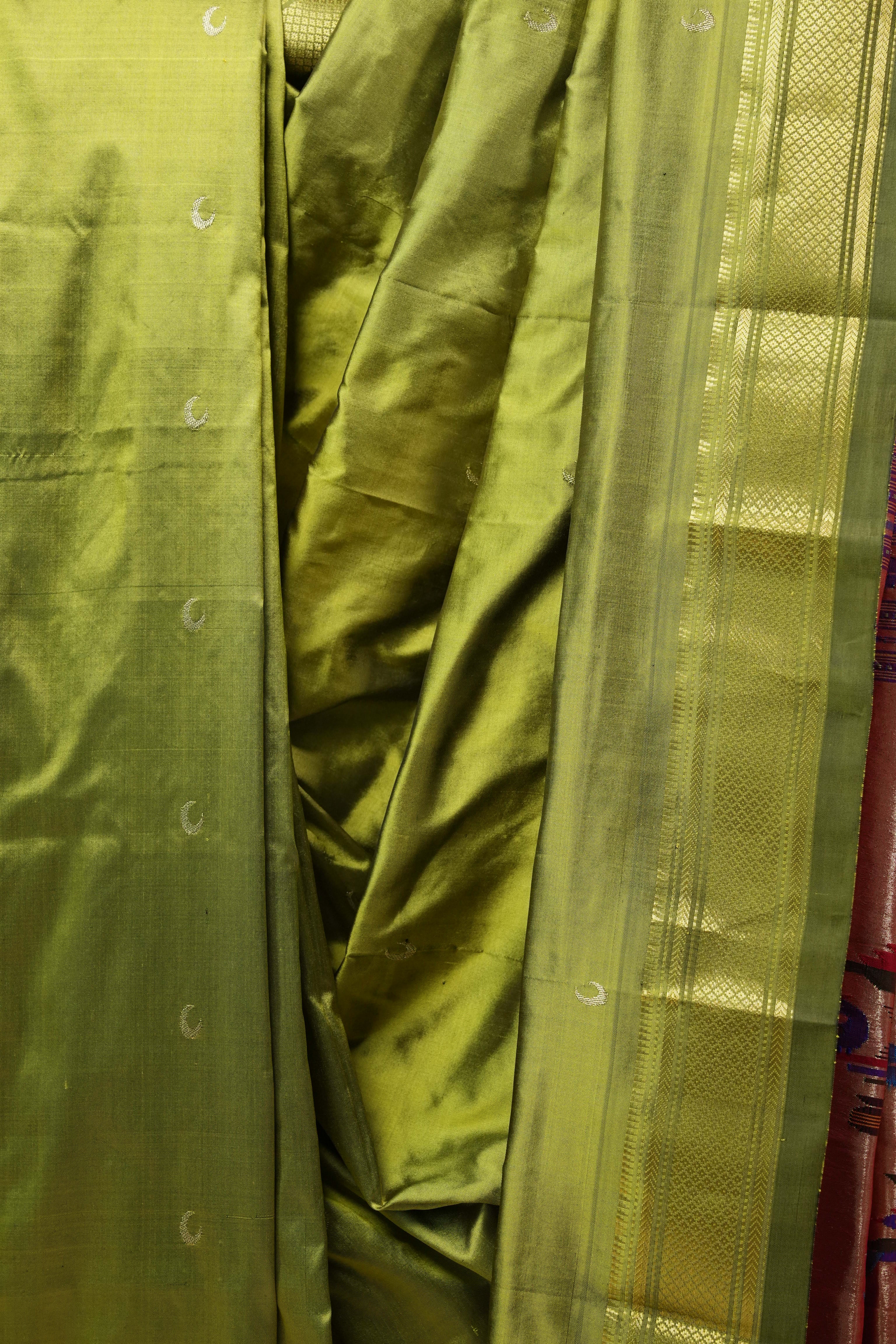 Olive Silk Paithani Saree - SROSPS617