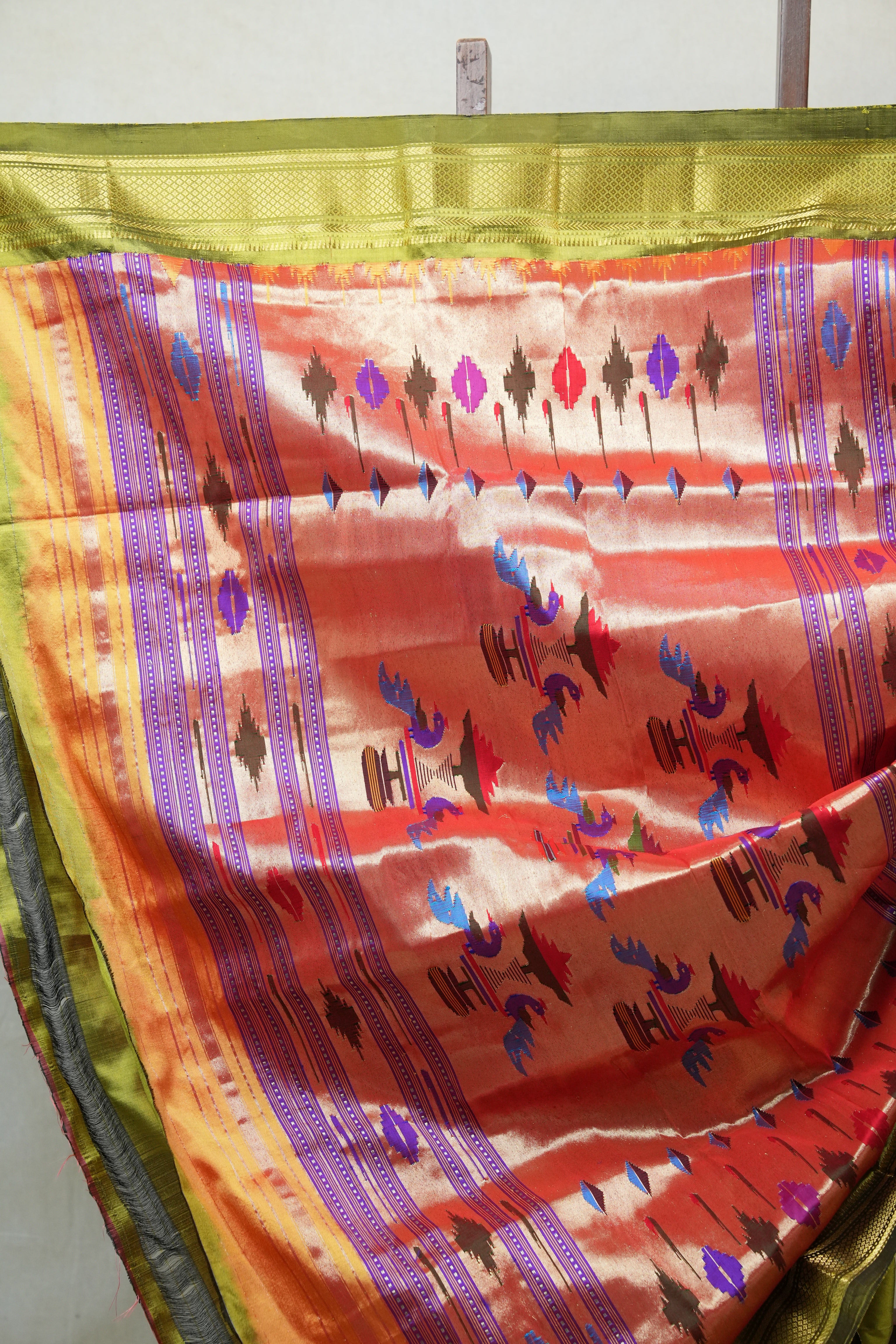 Olive Silk Paithani Saree - SROSPS617