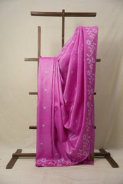 Barbie Pink Jamdani Tussar Silk Saree - SRBPJTSS0007