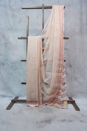 Peach HBP Kota Doria Saree - SRPKDS113