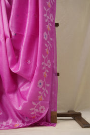 Barbie Pink Jamdani Tussar Silk Saree - SRBPJTSS0007