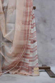 Peach HBP Kota Doria Saree - SRPKDS113