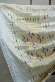 White Silk Paithani Saree (DEFECT) - SRWSPS61-PI