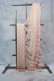 Peach HBP Kota Doria Saree - SRPKDS112