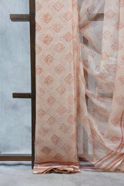 Peach HBP Kota Doria Saree - SRPKDS112