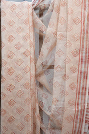 Peach HBP Kota Doria Saree - SRPKDS112