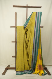 Olive Green Cotton IIkal Saree - SROGCIS1091