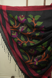 Black Bengal Cotton Jamdani Saree - SRBBCJS261