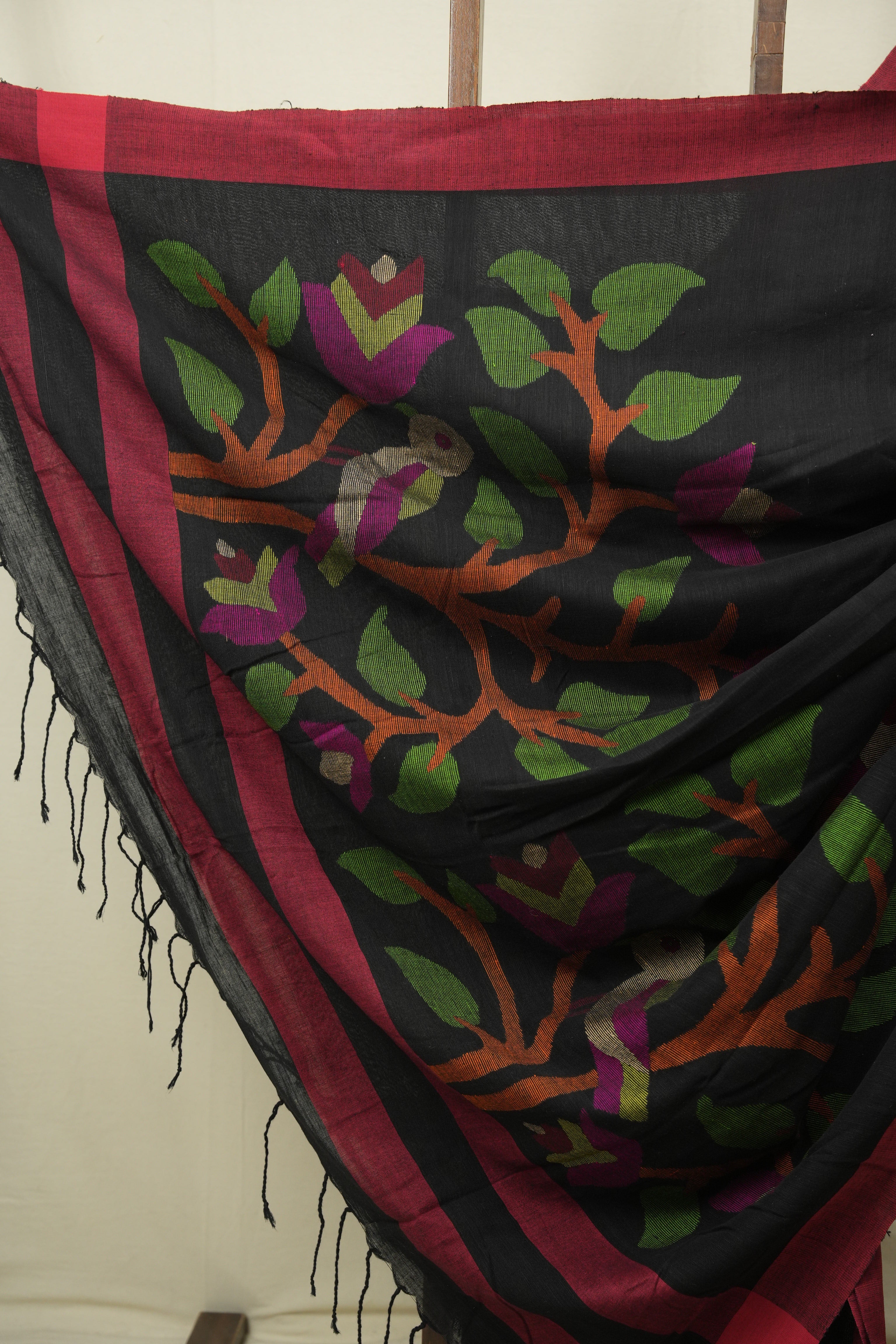 Black Bengal Cotton Jamdani Saree - SRBBCJS261