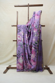 Lavender Tussar Silk Saree - SRLTSS1353