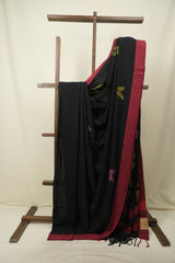 Black Bengal Cotton Jamdani Saree - SRBBCJS259