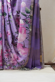 Lavender Tussar Silk Saree - SRLTSS1353