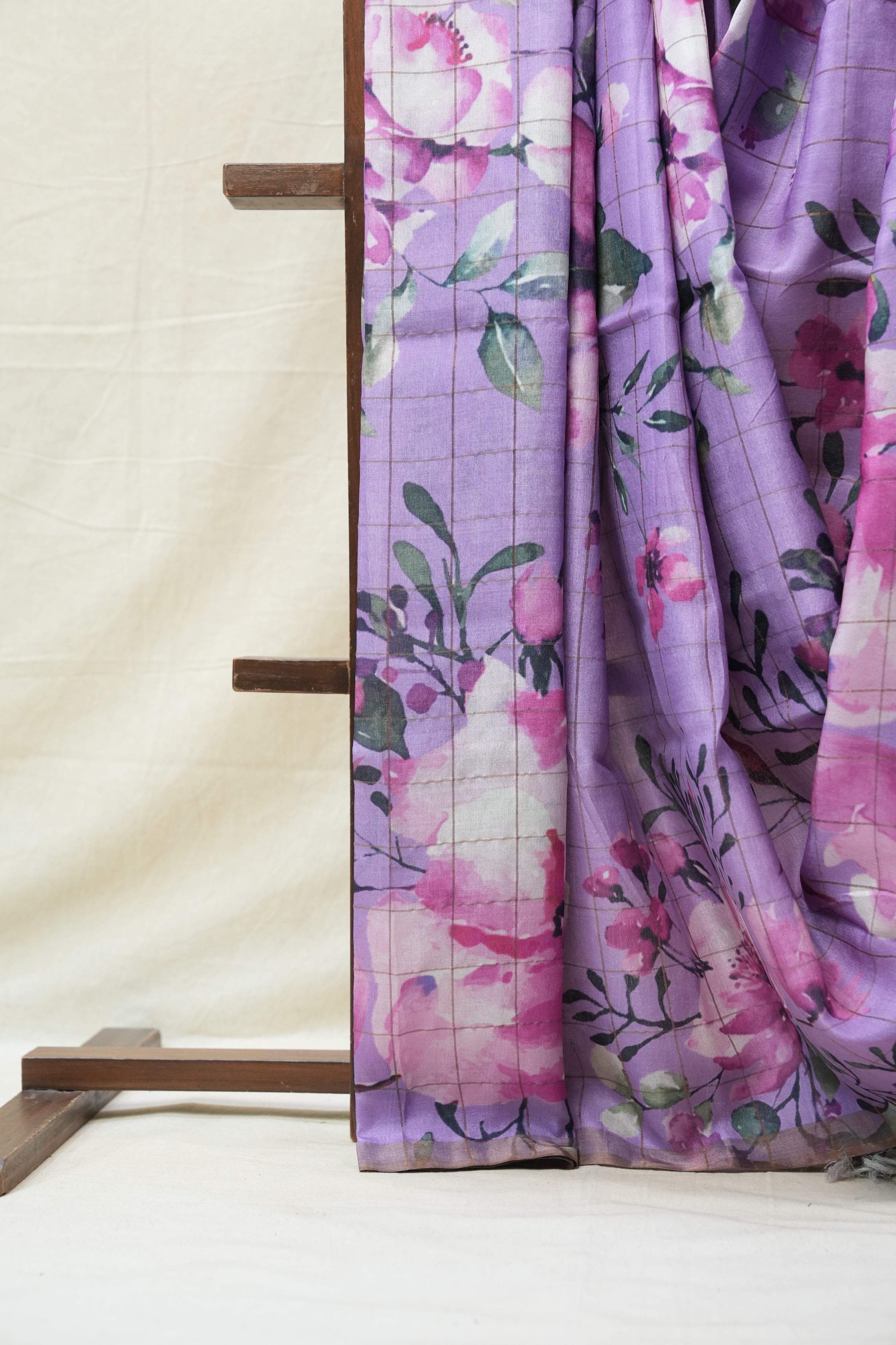 Lavender Tussar Silk Saree - SRLTSS1353