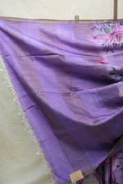 Lavender Tussar Silk Saree - SRLTSS1353