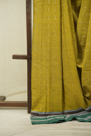 Olive Green Cotton IIkal Saree - SROGCIS1091