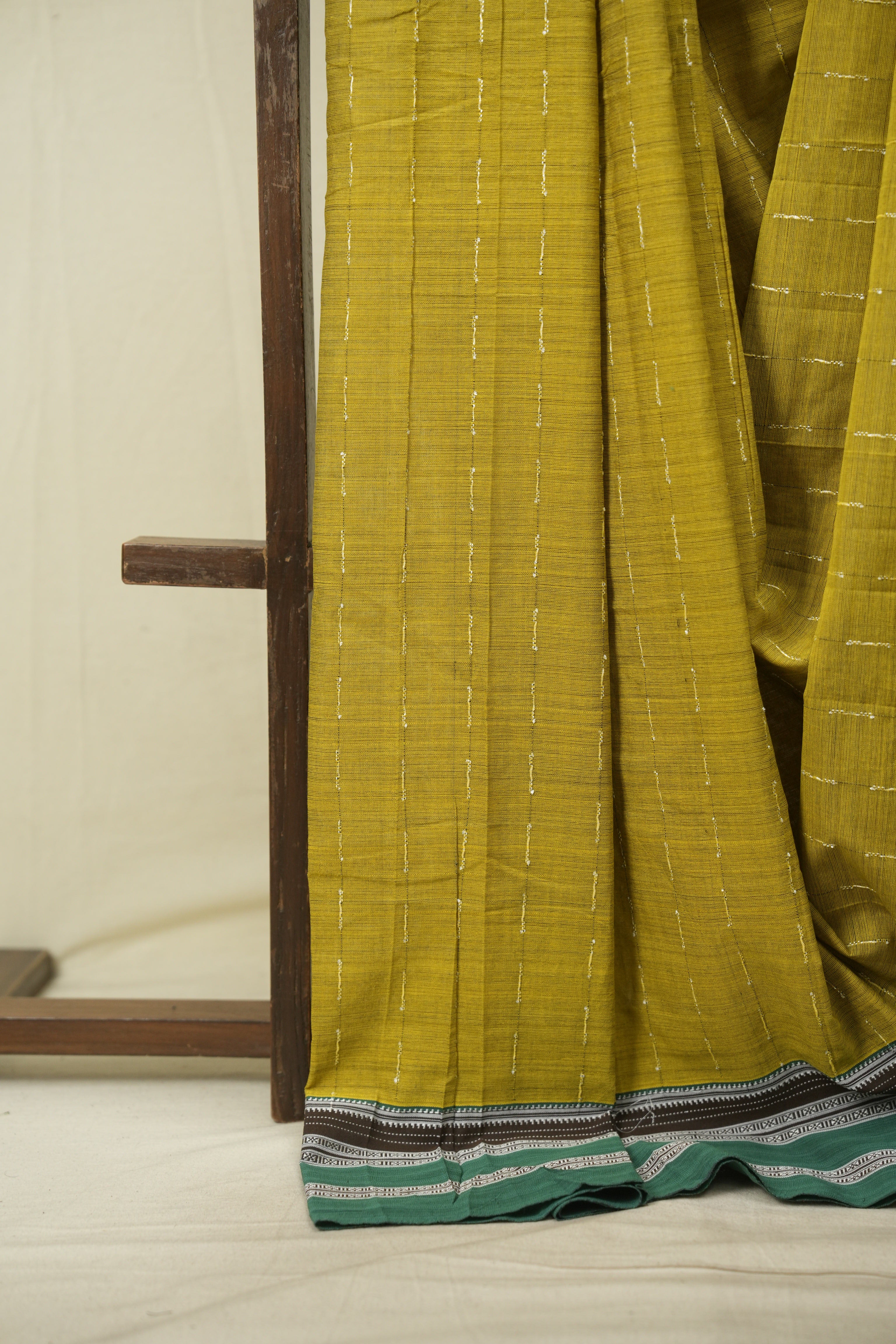 Olive Green Cotton IIkal Saree - SROGCIS1091