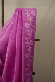 Barbie Pink Jamdani Tussar Silk Saree - SRBPJTSS0007