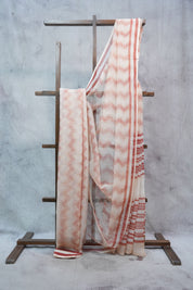 Peach HBP Kota Doria Saree - SRPKDS110