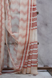 Peach HBP Kota Doria Saree - SRPKDS110