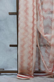 Peach HBP Kota Doria Saree - SRPKDS110