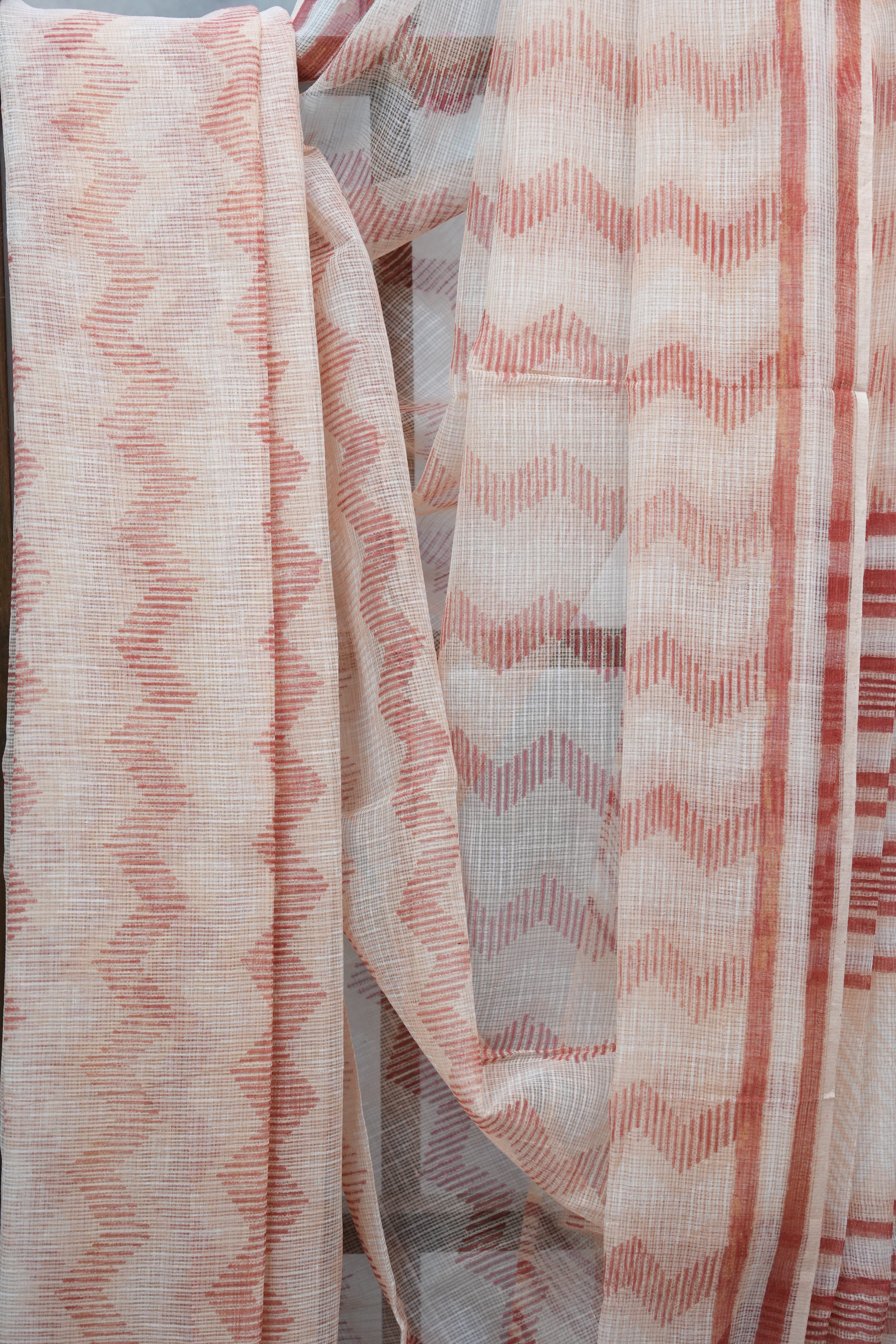 Peach HBP Kota Doria Saree - SRPKDS110