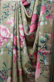 Green Tussar Silk Saree - SRGTSS1354