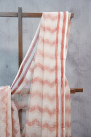 Peach HBP Kota Doria Saree - SRPKDS110