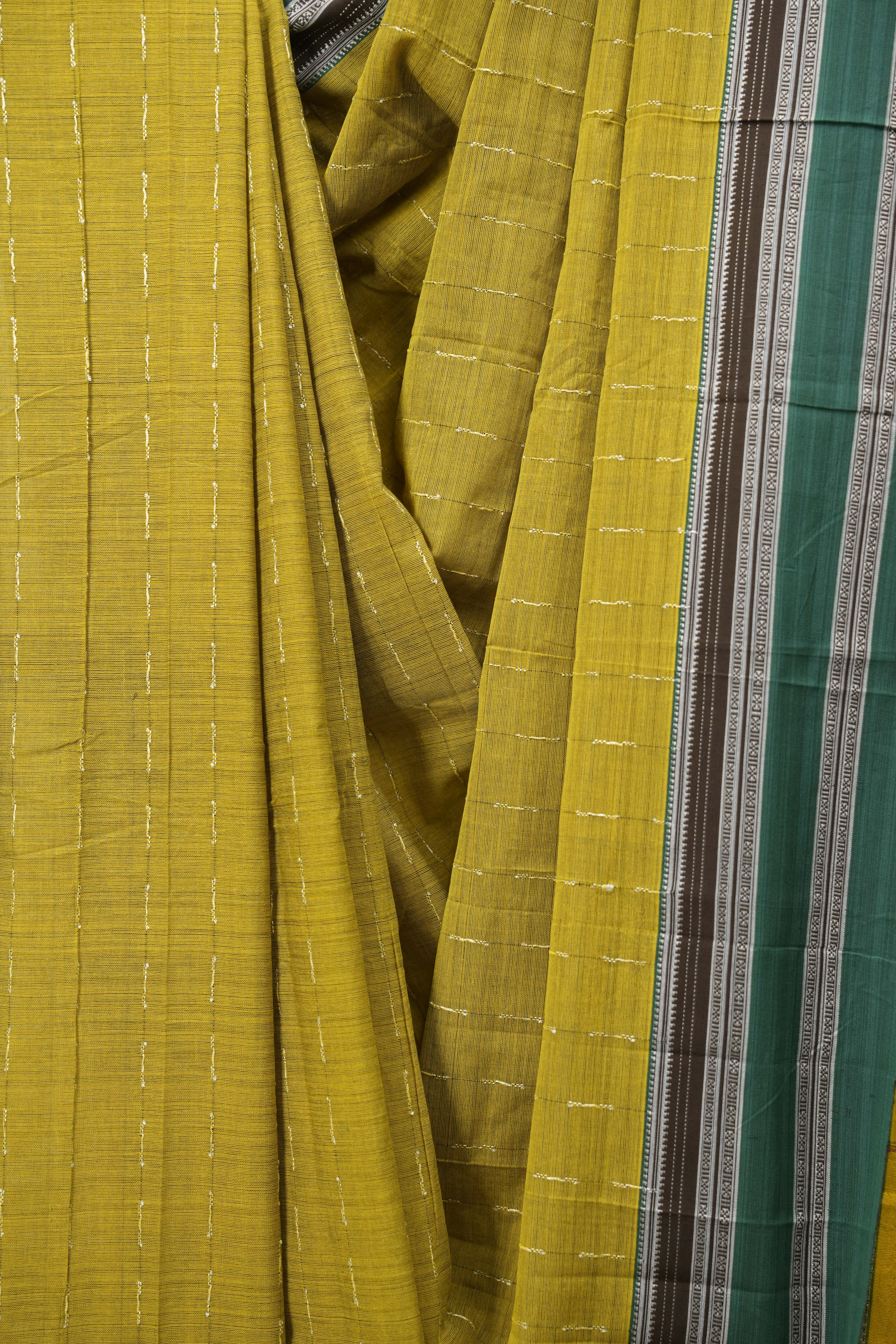 Olive Green Cotton IIkal Saree - SROGCIS1091