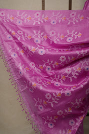 Barbie Pink Jamdani Tussar Silk Saree - SRBPJTSS0007