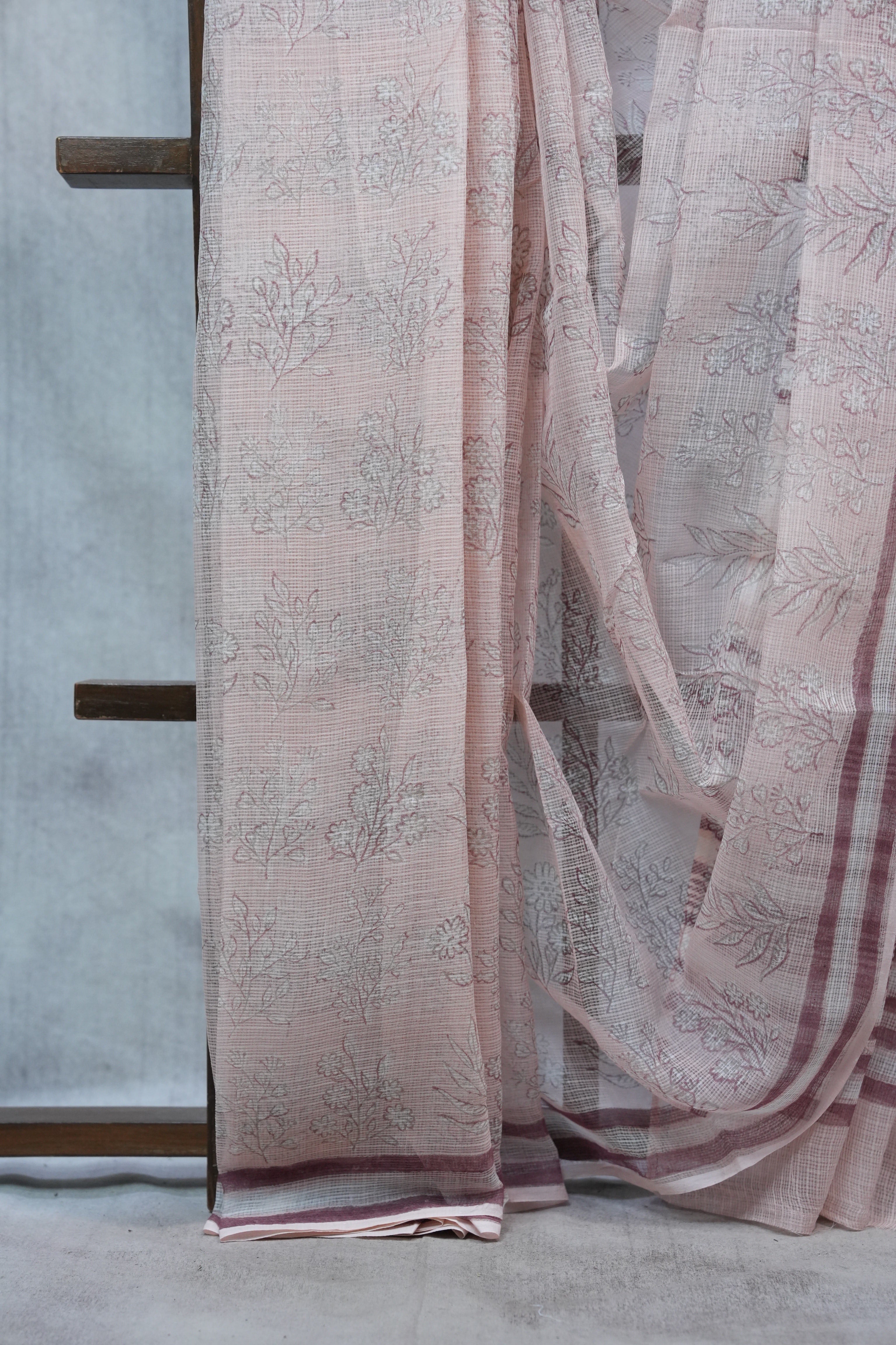 Pastel Pink HBP Kota Doria Saree - SRPPKDS111