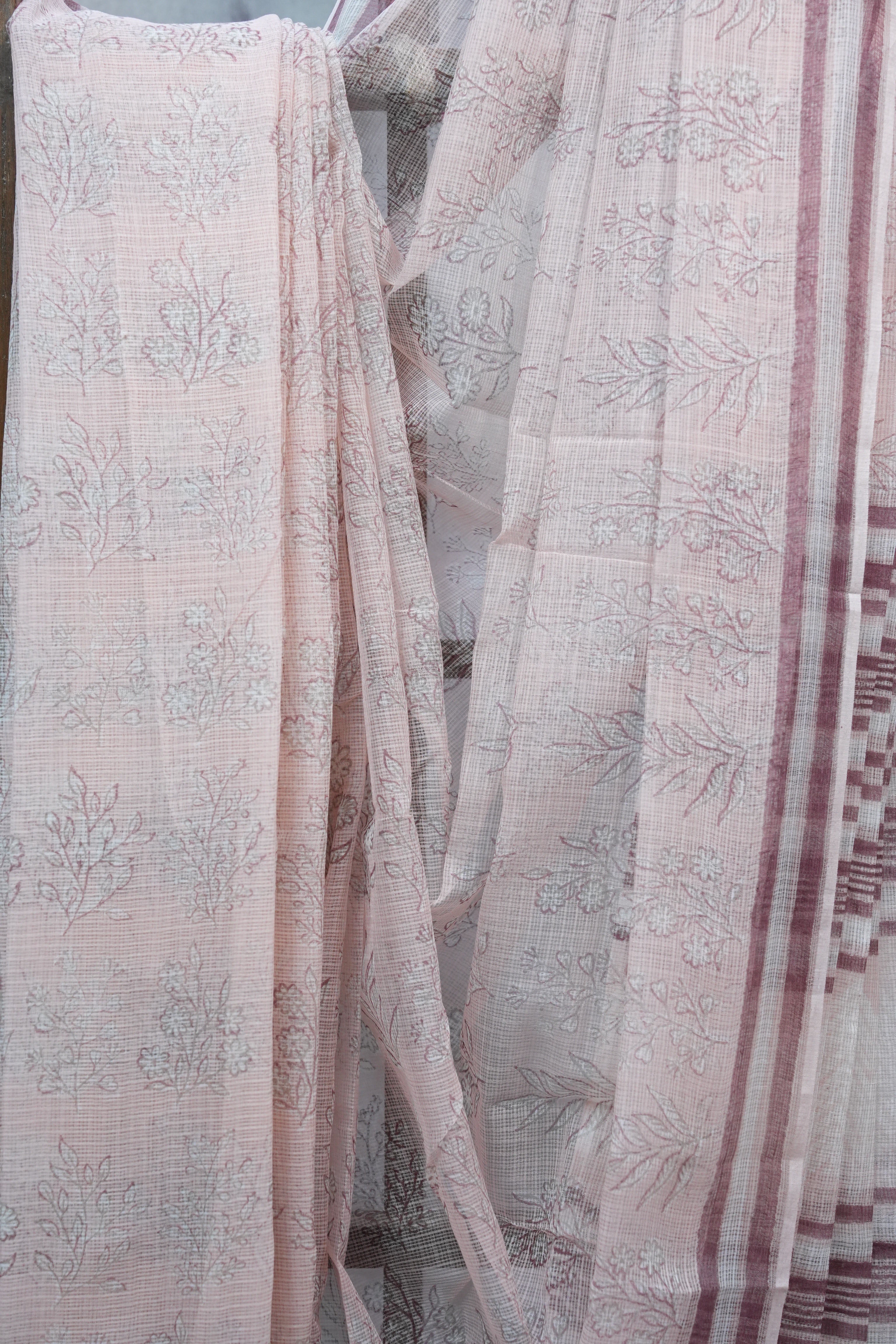 Pastel Pink HBP Kota Doria Saree - SRPPKDS111