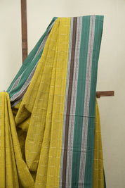Olive Green Cotton IIkal Saree - SROGCIS1091
