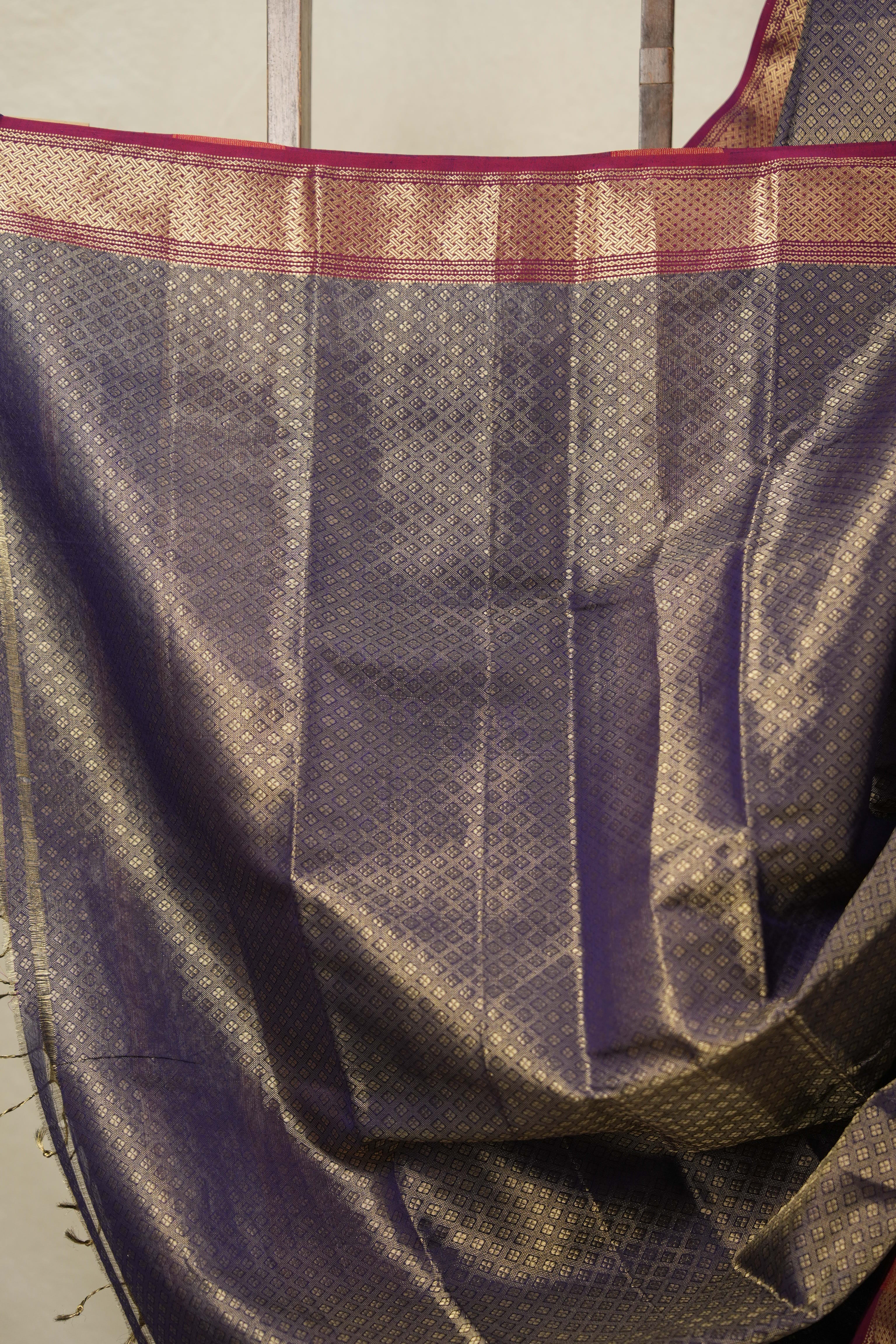Dual Tone Purple  Maheshwari Tissue Saree - SRDTPMTS690