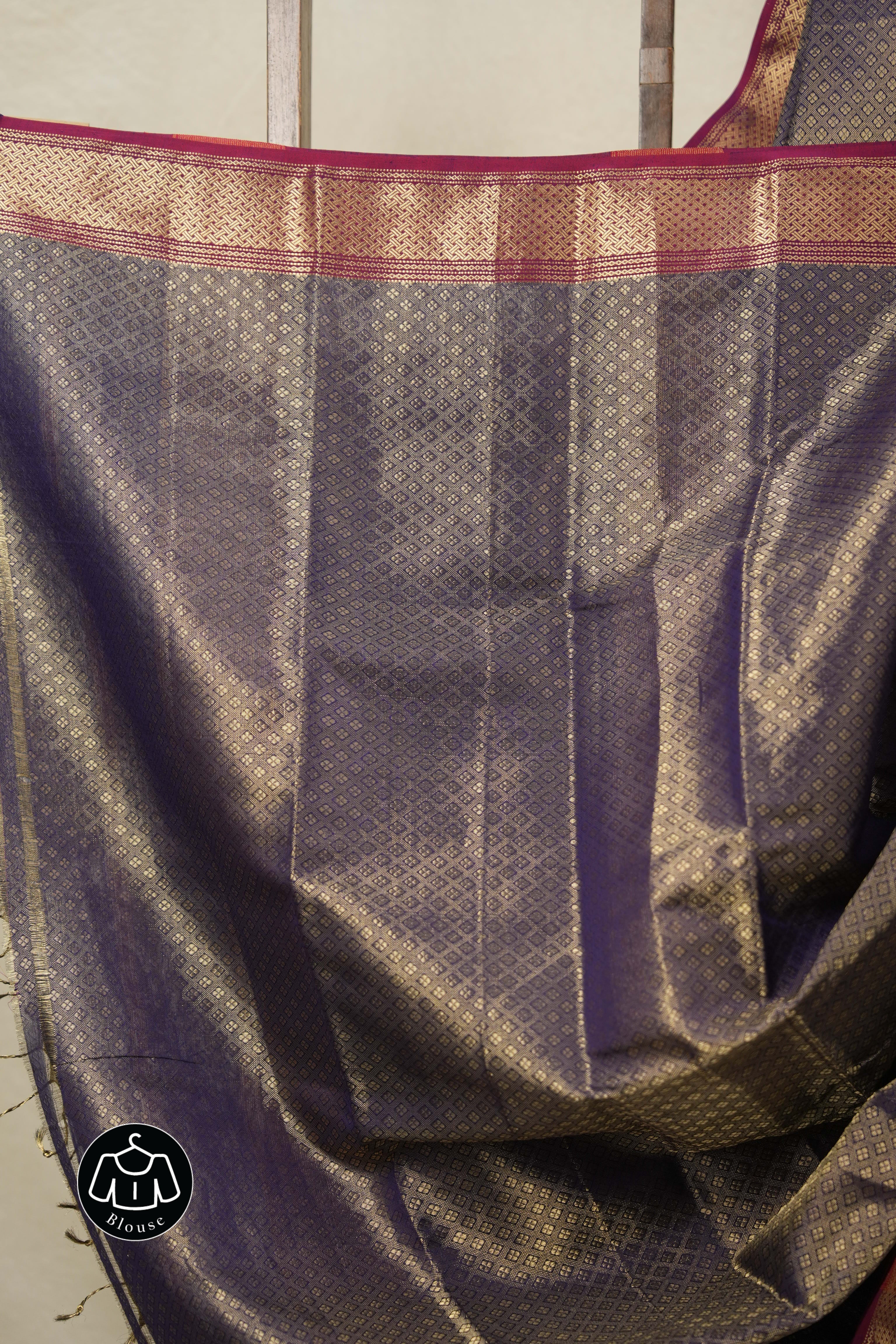 Dual Tone Purple  Maheshwari Tissue Saree - SRDTPMTS690