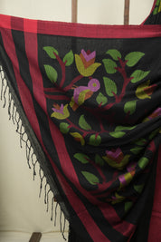 Black Bengal Cotton Jamdani Saree - SRBBCJS259