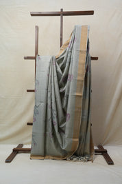 Grey Tussar Silk Saree - SRGTSS1412