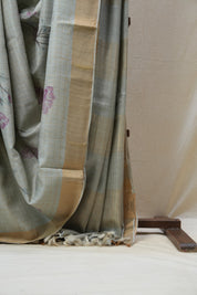 Grey Tussar Silk Saree - SRGTSS1412