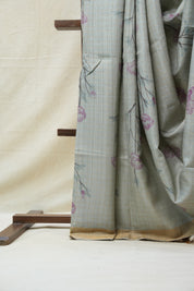 Grey Tussar Silk Saree - SRGTSS1412