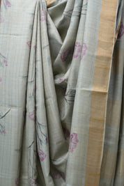 Grey Tussar Silk Saree - SRGTSS1412