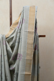 Grey Tussar Silk Saree - SRGTSS1412