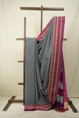Grey Cotton IIkal Saree - SRGCIS1090