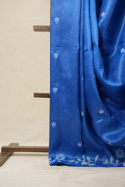 Deep Blue Jamdani Tussar Silk Saree - SRDBJTSS0005