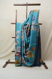 Blue Tussar Silk Saree - SRBTSS1355