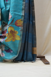 Blue Tussar Silk Saree - SRBTSS1355