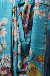 Blue Tussar Silk Saree - SRBTSS1355