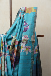 Blue Tussar Silk Saree - SRBTSS1355